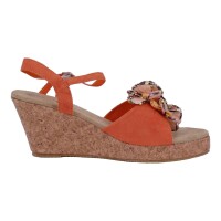 Ornela Brenti Damen Schuhe Trachten Dirndl Sandalette Orange Größe 36 EU