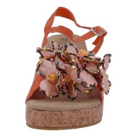 Ornela Brenti Damen Schuhe Trachten Dirndl Sandalette Orange Größe 41 EU
