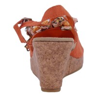 Ornela Brenti Damen Schuhe Trachten Dirndl Sandalette Orange Größe 41 EU