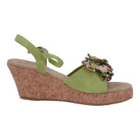 Ornela Brenti Damen Schuhe Trachten Dirndl Sandalette Grün Größe 37 EU