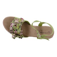 Ornela Brenti Damen Schuhe Trachten Dirndl Sandalette Grün Größe 41 EU