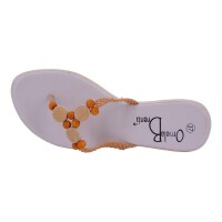 Ornela Brenti Damen Schuhe Trachten Dirndl Zehentrenner Orange Größe 37 EU