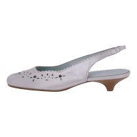 Tervolina Damen Schuhe Trachten Dirndl Sandalette Weiß Größe 39.5 EU